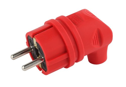 Вилка электрическая с заземлением угловая ЭРА V9-RED-IP44 16А IP44 красный картинка 